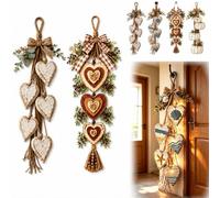 Decoración de Pared con Corazones Colgantes, decoración rústica de Estilo Granja con 5 Corazones de Madera superpuestos, Adorno artístico Vintage de Madera para Colgar en estantes (2pcs-B)