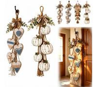 Decoración de Pared con Corazones Colgantes, decoración rústica de Estilo Granja con 5 Corazones de Madera superpuestos, Adorno artístico Vintage de Madera para Colgar en estantes (2pcs-A)