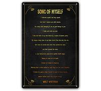Decoración de pared con el poema "Canto a mí mismo", letreros metálicos con cita de Walt Whitman, póster de poesía, decoración para oficina, cuadros dorados modernos para dormitorio, arte para baño (