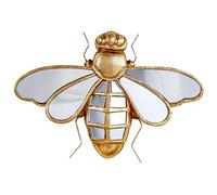 Decoración de pared con espejo de libélula, dorado, hecho a mano, decoración de pared de cristal de mariposa creativa, perfecta para hogares con temática victoriana y europea (abeja)