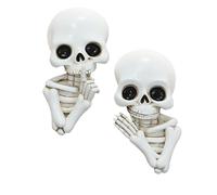 Decoración de pared con forma de calavera gótica - Esqueleto asomándose en resina, espeluznante elemento decorativo de terror, escultura angular realista | Expositor insignia con puerta de entrada