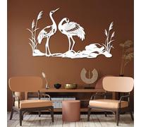 Decoración de Pared con grullas Blancas de Metal, Arte Mural japonés de Fauna Silvestre, Escultura Moderna para Sala de Estar, Dormitorio, Pasillo y escaleras (Blanco 150 x 86 cm).