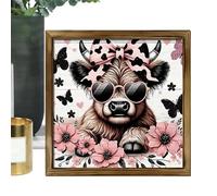 Decoración de pared con - Impresión en papel de madera enmarcado, bonita decoración para la granja, ilustración de animales rústicos, expositor de pared para oficina en casa | para salón