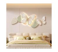 Decoración de pared con mariposa LED 3D, esculturas de pared modernas sin marco con película de cristal, gran decoración de pared con mariposa 3D para sala de estar, dormitorio y entrada (verde, 150 x
