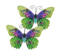 Decoración de Pared con Mariposas de Hierro, 2 Piezas, Verde | Jardín y Cobertizo, Formato Ahorra Espacio, Visual Llamativo, Válido en Paredes de Ladrillo o Pintadas