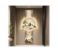 Decoración de Pared con Paisaje 3D de montañas y árboles, Cuadro de Nueve Peces con luz LED, Escultura de Pared iluminada para la Entrada de la Sala de Estar.