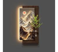 Decoración de pared con paisaje de piedra arenisca LED 3D, escultura iluminada en relieve de montaña, mural colgante moderno iluminado, para sala de estar, dormitorio, oficina