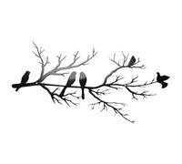 Decoración de pared con pájaros de metal, decoración de pared para salón, decoración de pared, silueta de pájaros, escultura de pared para colgar, decoración de pared, hojas colgantes para salón