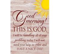 Decoración de pared con texto en inglés "Good Morning, This is God I Will be handling All of Your Problem Today", letreros de aluminio divertidos letreros de metal para regalo para el hogar, cafetería