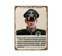Decoración de pared con texto en inglés «To The British Troops From An Ss Officer», vintage, clásico, propaganda, Ww2, letrero de estaño, decoración de metal, póster vintage para baño, cocina,