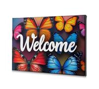 Decoración de pared con texto en inglés "Welcome To The World of Colorful Butterflies" (40 x 60 cm)