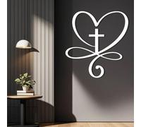 Decoración de pared Corazón Infinito, Decoración de pared Corazón Infinito Amor es de metal, Arte de pared para sala de estar (Blanco, 37 x 39 pulgadas / 94 x 100 cm, arte de pared de metal)