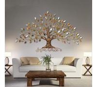 Decoración de pared de árbol de la vida, escultura de árbol de la fortuna con diseño de hojas en capas, moderno colgante de pared para sala de estar, dormitorio, oficina