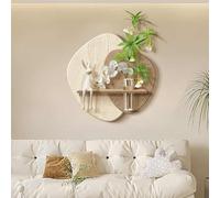 Decoración De Pared De Arenisca Con Luces, Escultura De Pared 3D Con Jarrón De Cristal, Diseño Sin Marco, Cuadro Decorativo De Plantas Verdes Con Iluminación LED Para Salón(C,50cm)