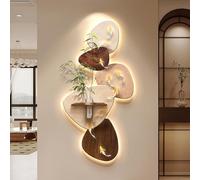 Decoración de pared de arenisca con visión 3D, escultura LED moderna para entrada con jarrón, pintura creativa de arenisca para sala de estar, dormitorio y pasillo(Color F,140cm)