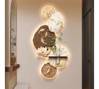 Decoración de pared de arenisca con visión 3D, escultura LED moderna para entrada con jarrón, pintura creativa de arenisca para sala de estar, dormitorio y pasillo(Color D,140cm)