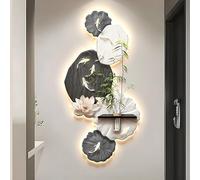 Decoración de pared de arenisca con visión 3D, escultura LED moderna para entrada con jarrón, pintura creativa de arenisca para sala de estar, dormitorio y pasillo(Color B,160cm)