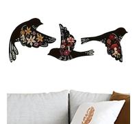 Decoración de pared de arte de pájaros, arte de pared colibrí | Ornamento de madera tallada a mano,Boho Hummingbird Wall Sculpture Set de 3 para el dormitorio de la cocina interior decoración