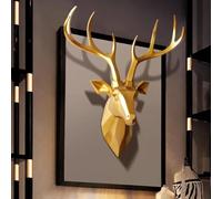 Decoración de pared de cabeza de animal de resina sintética, estatua rústica de cuernos para el diseño interior del hogar y el hotel