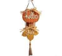 Decoración de pared de calabaza de madera rústica con hoja de arce para Acción de Gracias, hogar, jardín, oficina, decoración de vacaciones de temporada, placa colgante de madera naranja