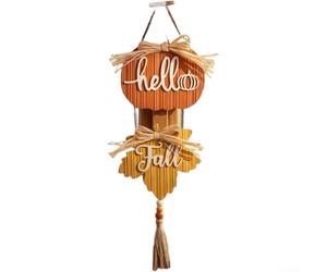 Decoración de pared de calabaza de madera rústica con hoja de arce para Acción de Gracias, hogar, jardín, oficina, decoración de vacaciones de temporada, placa colgante de madera naranja