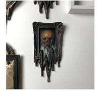 Decoración de pared de calavera gótica, pintura líquida hecha a mano, pintura surrealista de calaveras, arte de calaveras macabras, decoración de Halloween para oficina o sala de estar (A)