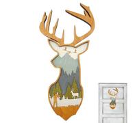 Decoración de pared de de Navidad - Decoración de pared de cabina de | Esculturas de pared de reno, decoración rústica de cabina de , alce navideño realista para salón, habitación