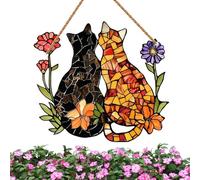 Decoración de pared de gato, adorno de gato acrílico,Decoración de panel de gato acrílico manchado | Decoración conmemorativa de la pérdida de la simpatía de las mascotas para la decoración del jardín