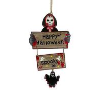 Decoración de pared de Halloween Colgante de madera para celebraciones navideñas espeluznantes Niños Niñas Niños Dormitorio Suministros de dormitorio Señal de puerta colgante de Halloween