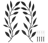 Decoración de pared de hoja de árbol de metal, 2 unidades, arte de pared negro para sala de estar, decoración colgante de pared, esculturas creativas de pared, adornos negros, obras de arte de metal