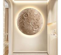 Decoración de Pared de Luna 3D, Escultura de Pared Hecha a Mano con luz LED, decoración del hogar, Pintura de Pared 3D con luz, Mural para Sala de Estar