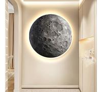 Decoración de Pared de Luna 3D, Escultura de Pared Hecha a Mano con luz LED, decoración del hogar, Pintura de Pared 3D con luz, Mural para Sala de Estar
