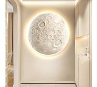 Decoración de Pared de Luna 3D, Escultura de Pared Hecha a Mano con luz LED, decoración del hogar, Pintura de Pared 3D con luz, Mural para Sala de Estar