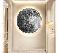 Decoración de Pared de Luna 3D, Escultura de Pared Hecha a Mano con luz LED, decoración del hogar, Pintura de Pared 3D con luz, Mural para Sala de Estar