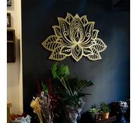 Decoración De Pared De Mandala De Metal Grande, Arte De Pared De Flor De Loto De Metal, Meditación, Yoga, Decoración Moderna De Metal para Colgar para Dormitorio, Sala De Estar B,30 * 21cm