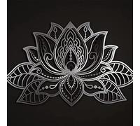 Decoración de pared de Mandala plateada, arte de pared de flor de loto - Decoración Zen de yoga y meditación para el hogar - Silueta de pared de metal para sala de estar, dormitorio, oficina, sala de