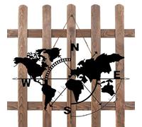 Decoración de pared de mapa del mundo de metal, brújula elegante, diseño artístico, marco resistente, aspecto, acento, mapa del mundo colgante para oficina, sala de estar, dormitorio, cocina, aula