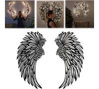 Decoración de Pared de Metal, alas de ángel con iluminación LED, alas de ángel de Metal, Escultura de Pared de alas de ángel de Metal para Colgar en Interiores o Exteriores para dormitorios.