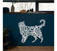 Decoración De Pared De Metal Árbol Decorativo con Forma De Gato Letrero Grande para Sala De Estar Regalo para Amantes De Los Gatos 90 X 78 Cm Blanco.
