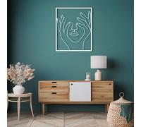 Decoración de Pared de Metal, Arte de Pared, Cabeza en mis Manos, Arte Minimalista Moderno Abstracto Femenino, decoración de Arte Individual para Sala de Estar y Dormitorio (Blanco