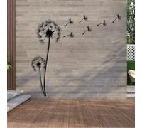 Decoración de Pared de Metal, Arte de Pared, Diente de león, Flor de Diente de león con Semillas voladoras, Planta, Naturaleza para el hogar, para Sala de Estar, 35" x 14", Negro