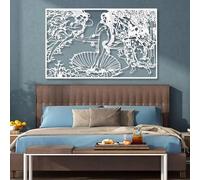 Decoración De Pared De Metal Arte De Pared El Nacimiento De Venus Botticelli Pintura Colgante Renacimiento Grandes Pinturas Famosas para Sala De Estar 60"X15" 60X37.5Cm Blanco