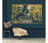 Decoración De Pared De Metal Arte De Pared El Nacimiento De Venus Botticelli Pintura Colgante Renacimiento Grandes Pinturas Famosas para Sala De Estar 60"X15" 60X37.5Cm Dorado