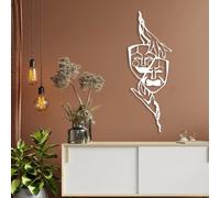 Decoración de Pared de Metal, Arte Mural, Comedia y tragedia, Teatro, Risa, llanto, Drama, Regalos para Amantes del Teatro, 41" x 15" (105 x 38 cm), Blanco