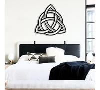Decoración de Pared de Metal, Celta, Nudo Celta de la Trinidad, para Sala de Estar y Dormitorio (Negro, 62 x 62 cm)