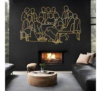 Decoración de Pared de Metal con Arte Minimalista Moderno, Arte de los apóstoles de Jesús, línea de discípulos religiosos, decoración Cristiana para el hogar (Dorado, 121 x 77 cm)