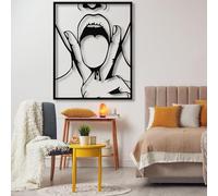 Decoración de Pared de Metal con Arte Minimalista Moderno, línea de Mujer, estética de habitación de Lujo, Grande (90,72 cm x 35,4 cm, Negro)