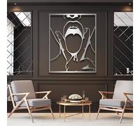 Decoración de Pared de Metal con Arte Minimalista Moderno, línea de Mujer, estética de habitación de Lujo, Grande (41,3'' x 33,4'' | 105,85 cm Plateado)