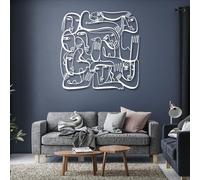 Decoración de Pared de Metal con Arte Minimalista Moderno - Picasso: Rostros, líneas, Abstracto, para Sala de Estar, Dormitorio, baño o Cocina (60 x 60 cm, Blanco)