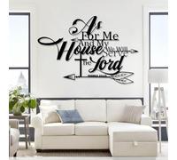 Decoración de Pared de Metal con Arte Minimalista Moderno, versículo bíblico, Arte Cristiano, Josué 24:15. Mi casa y yo serviremos al Señor. Sala de Estar (Negro, 135 x 90 cm)